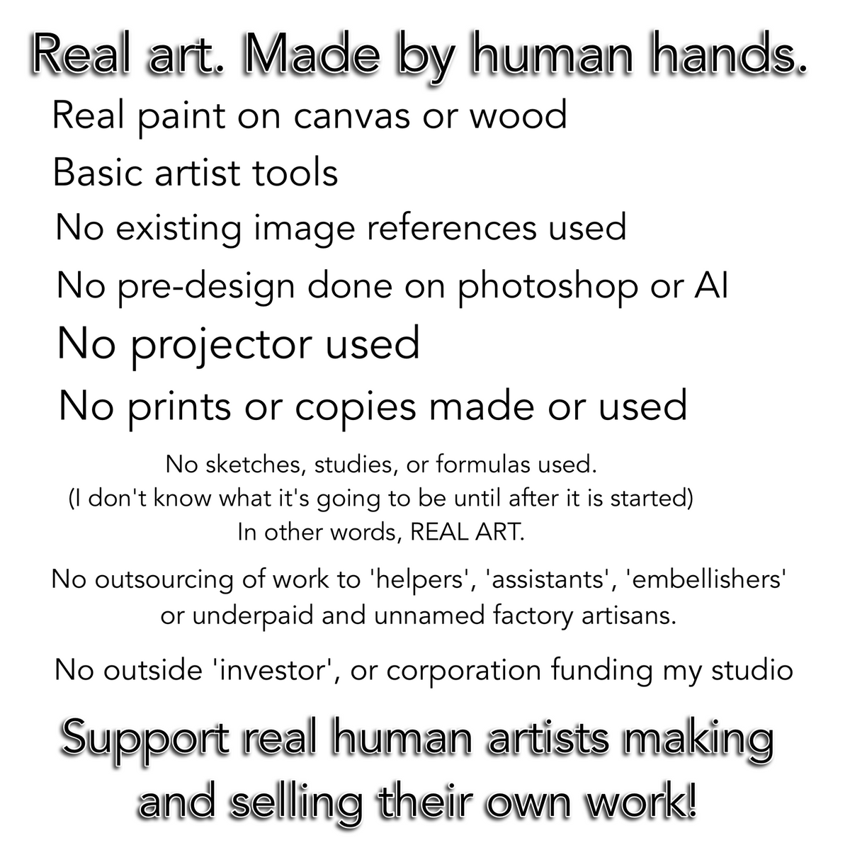A statement about hand-made art